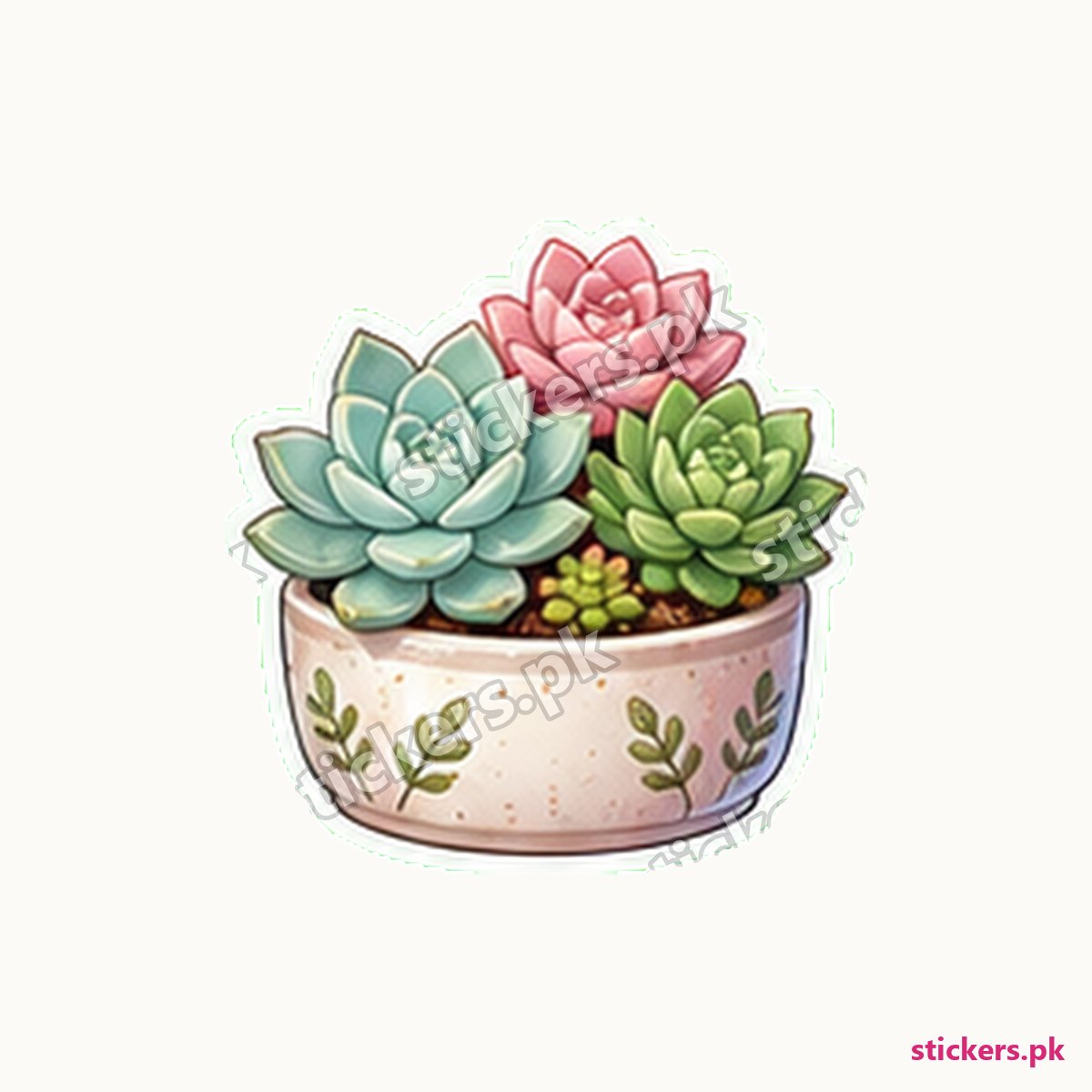 Flora Succulent Trio Planter Sticker die-cut sticker