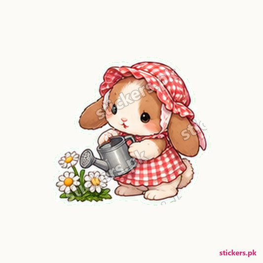 Mallow Strawberry Bonnet Bunny Sticker die-cut sticker