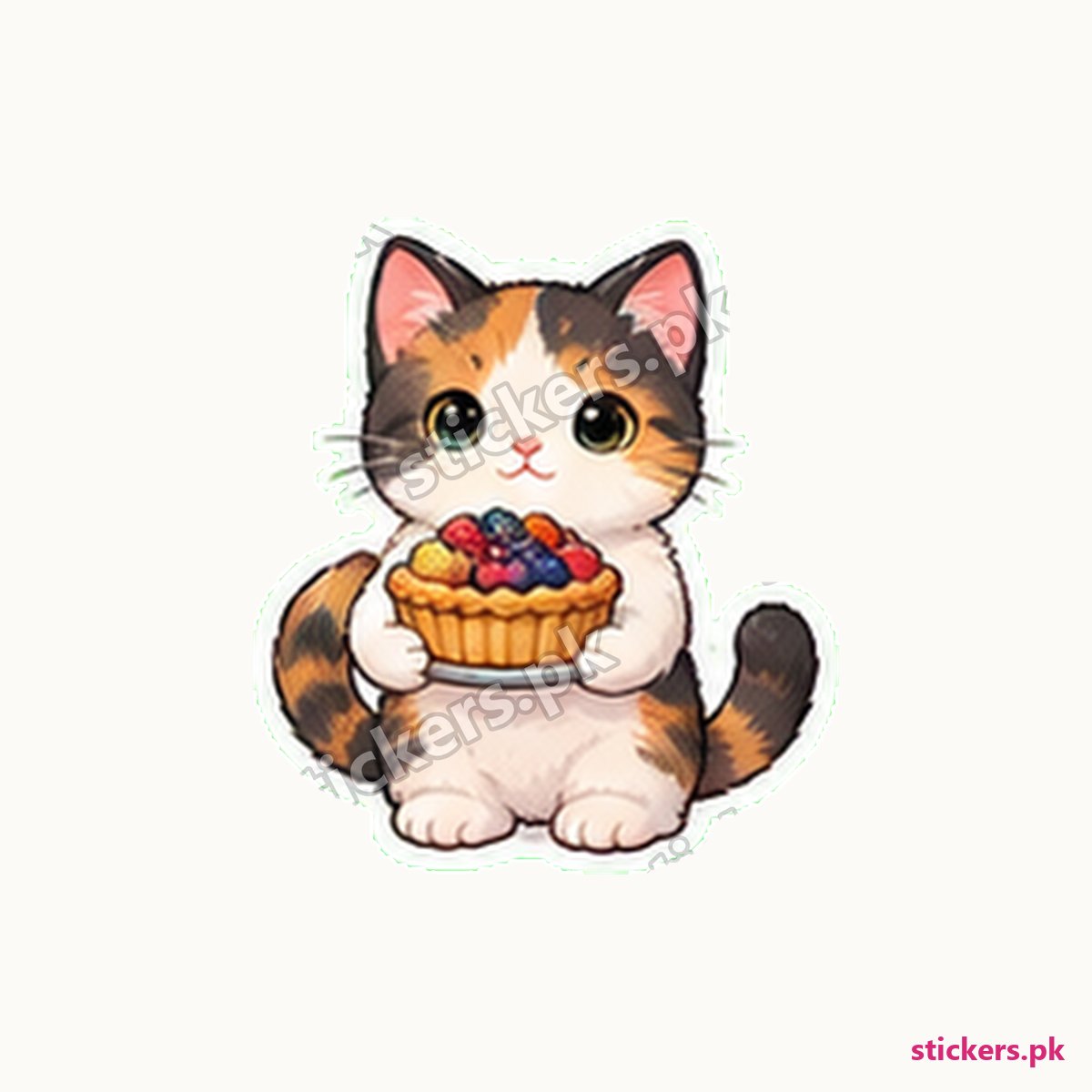 Clover Strawberry Tart Cat Sticker die-cut sticker