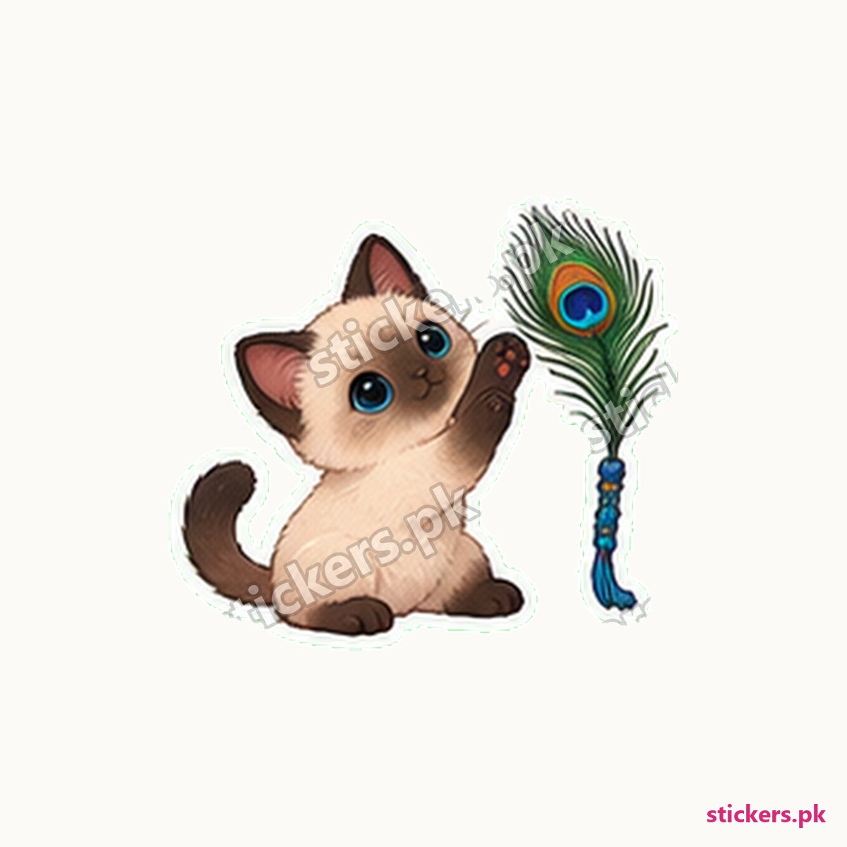 Miso Feather Duster Cat Sticker die-cut sticker