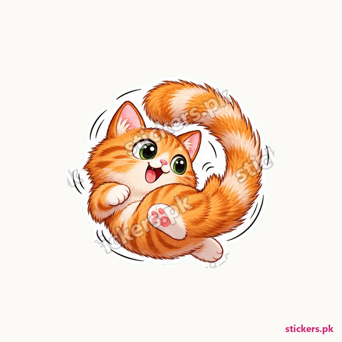Marmalade Tail Chaser Cat Sticker die-cut sticker