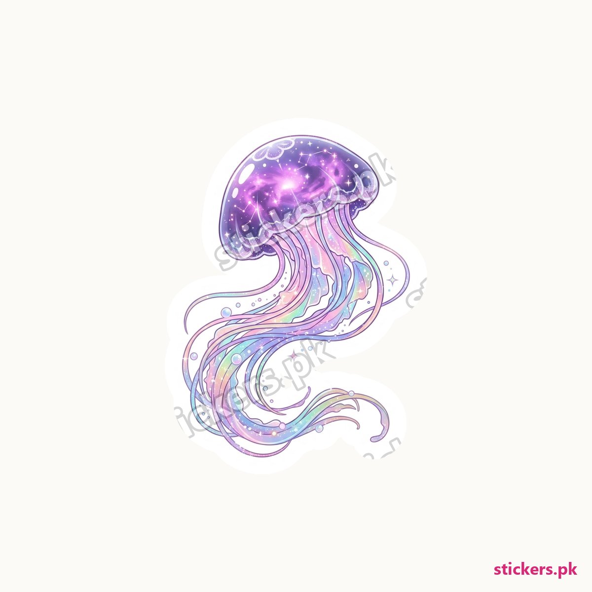 Iridescent Nebula Jellyfish die-cut sticker