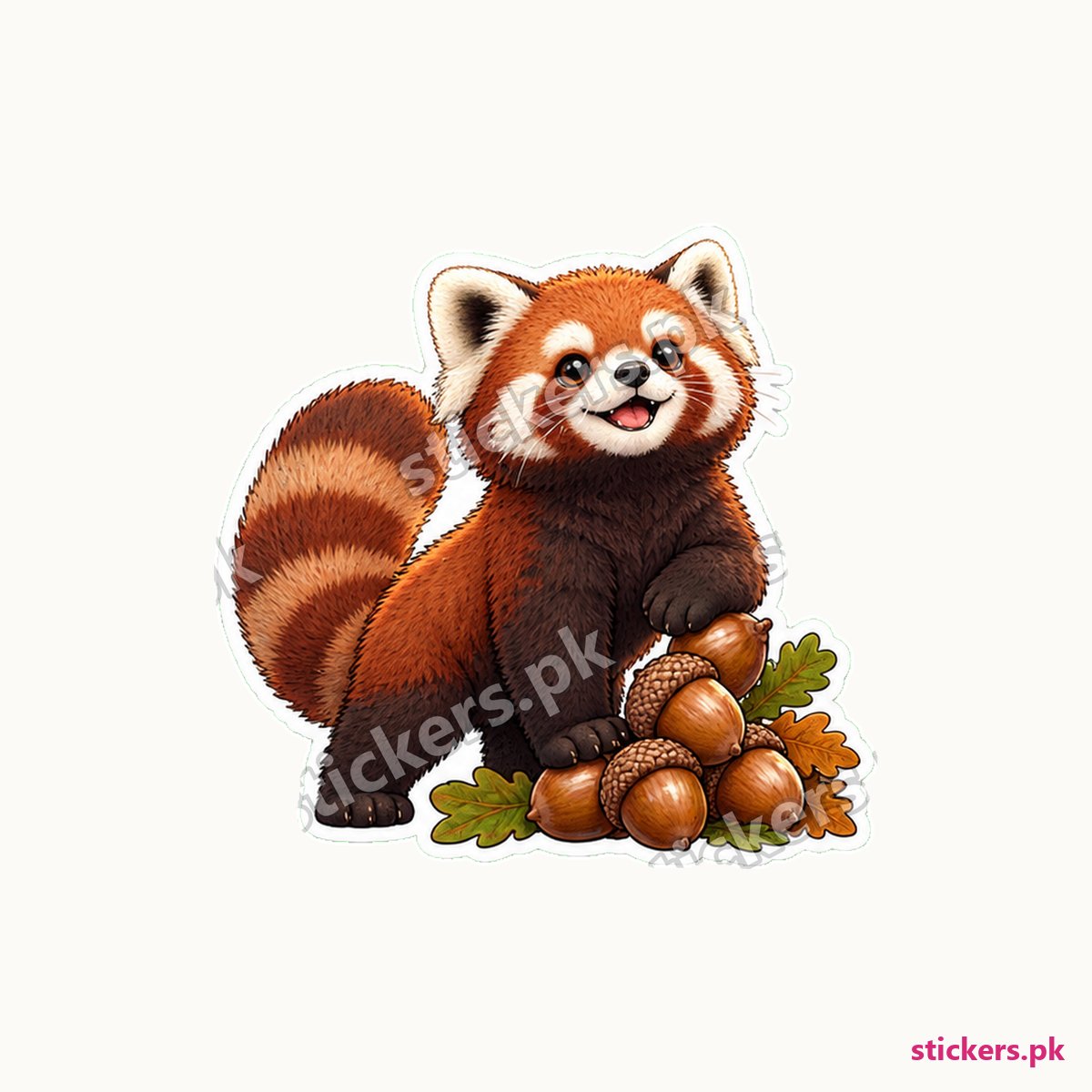 Rusty Acorn Hoarder Red Panda Sticker die-cut sticker