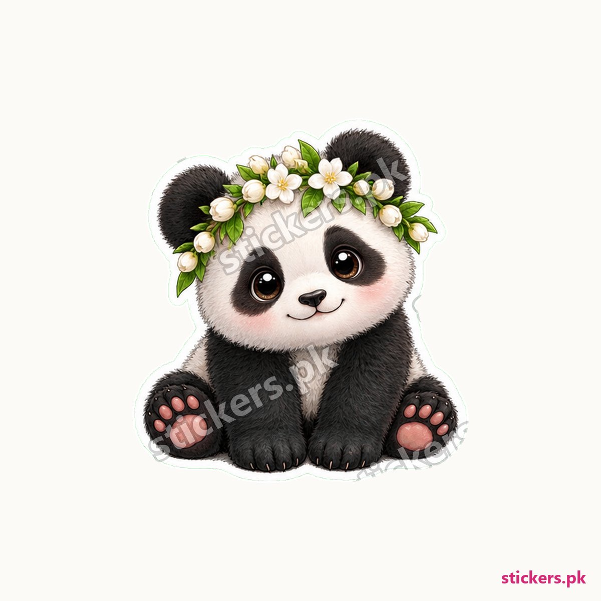 Pip Jasmine Wreath Panda Cub Sticker die-cut sticker