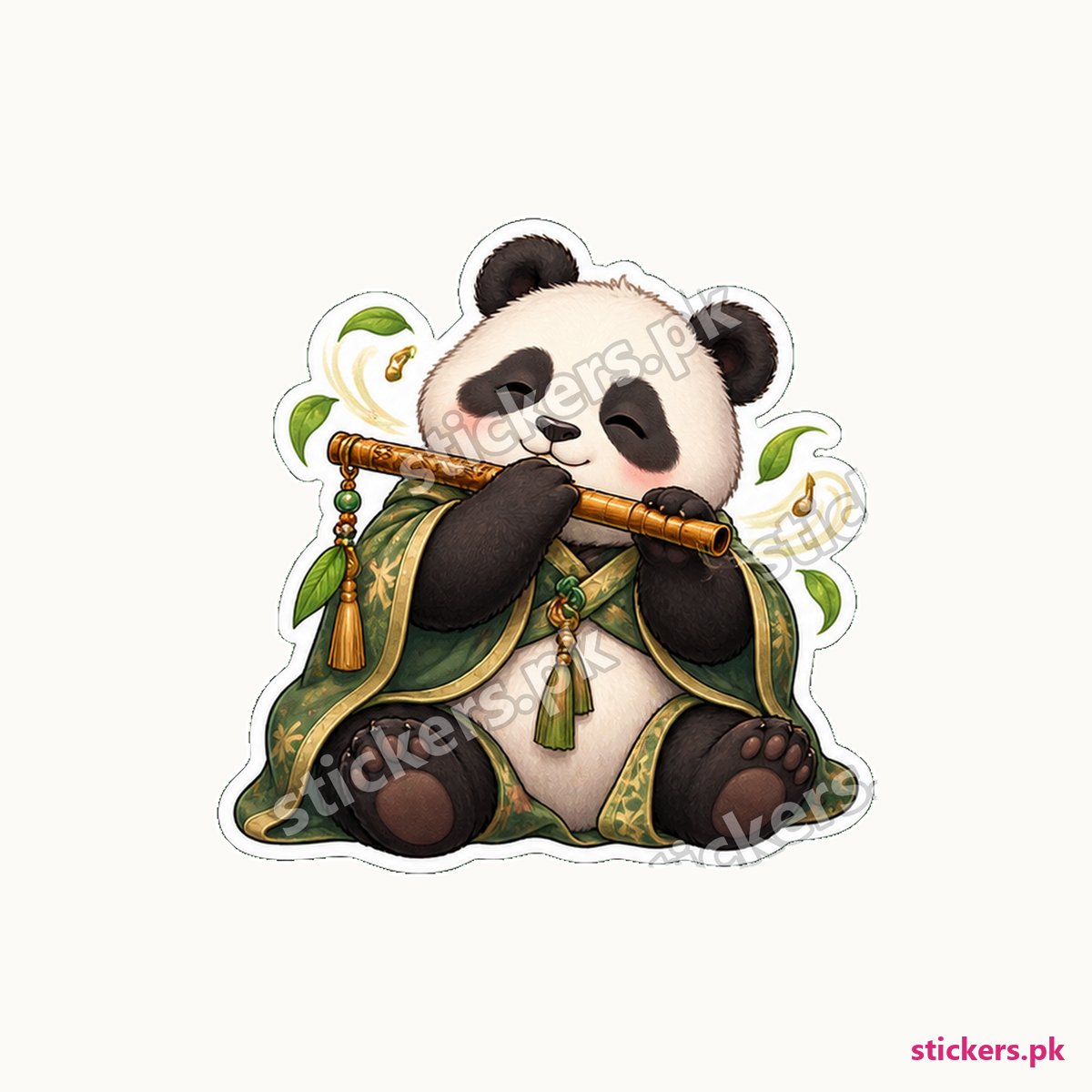 Master Zen Bamboo Flute Panda Sticker die-cut sticker