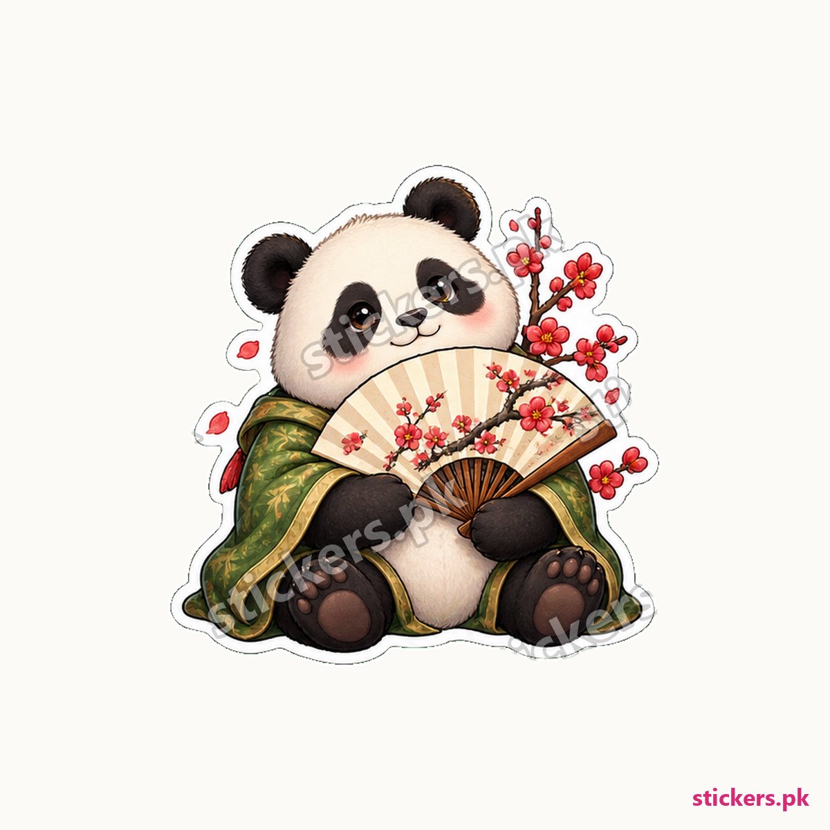 Master Zen Paper Fan Panda Sticker die-cut sticker