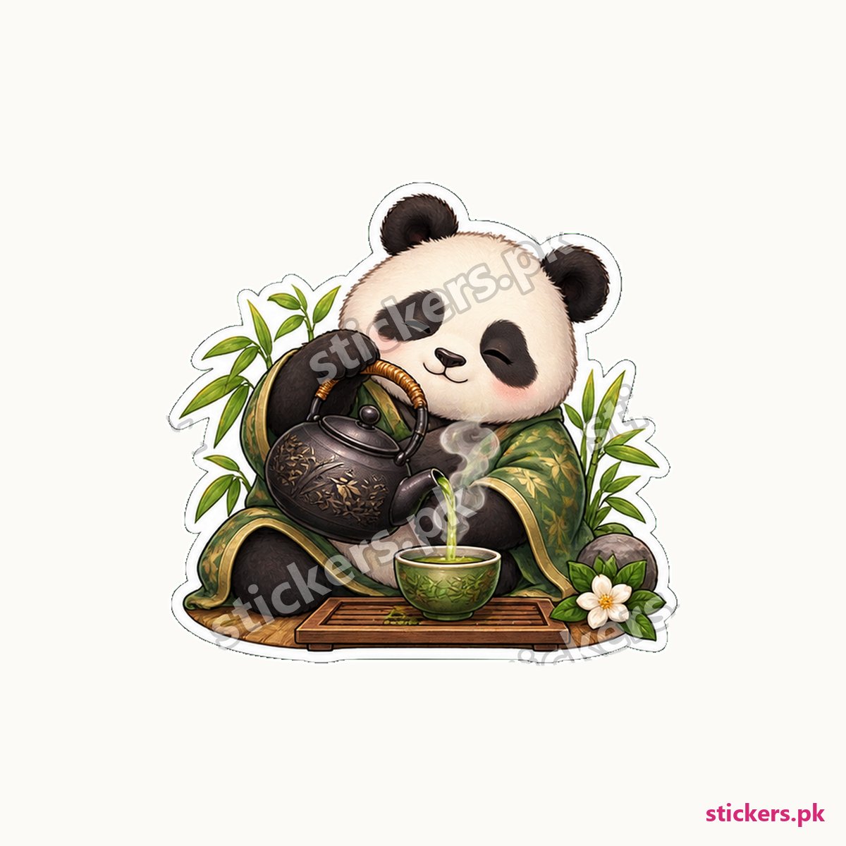 Master Zen Tea Kettle Pour Panda Sticker die-cut sticker