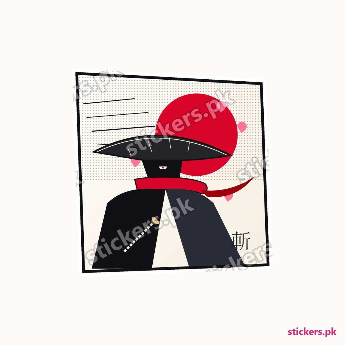 Wandering Ronin Halftone Panel die-cut sticker