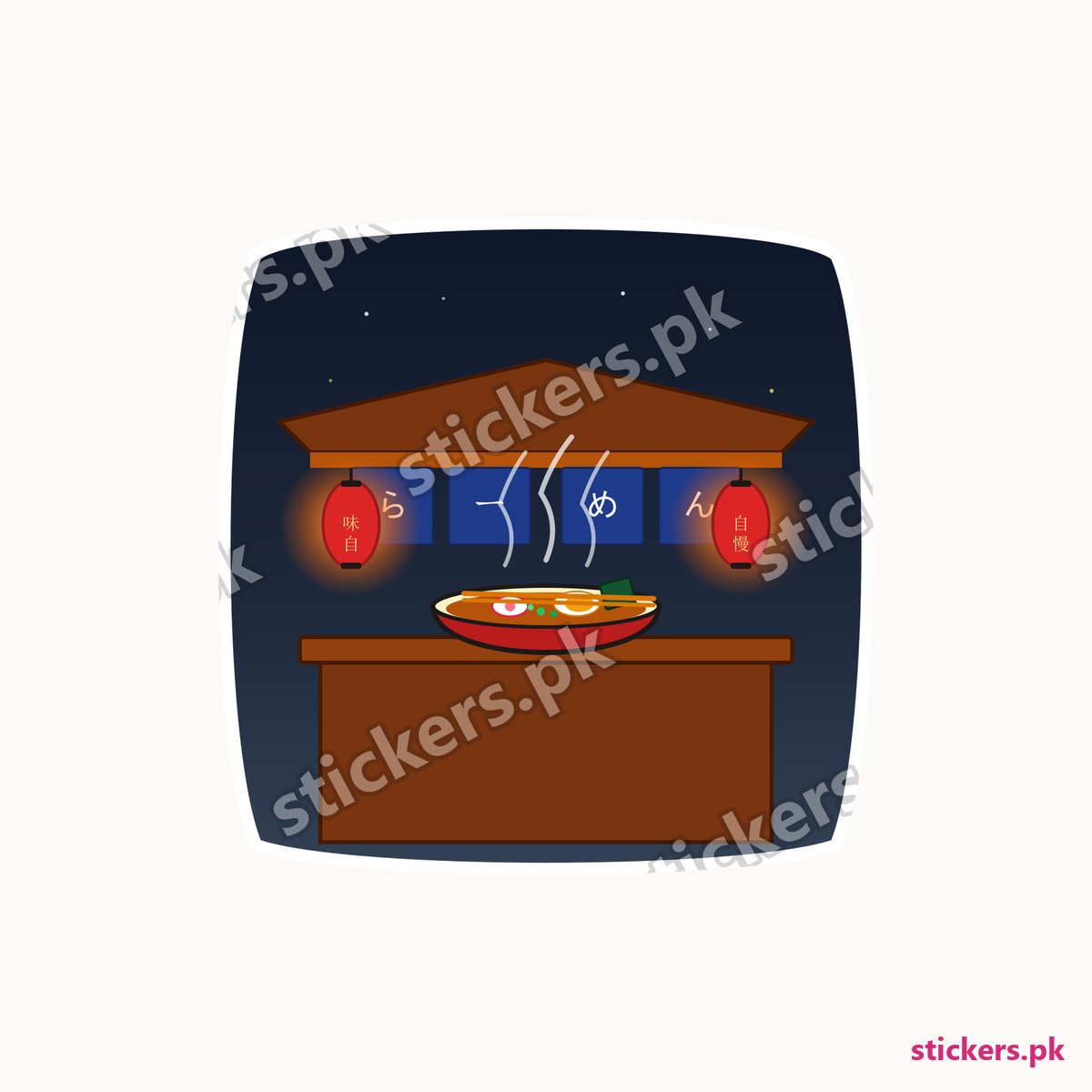 Lo-Fi Midnight Ramen Stall die-cut sticker
