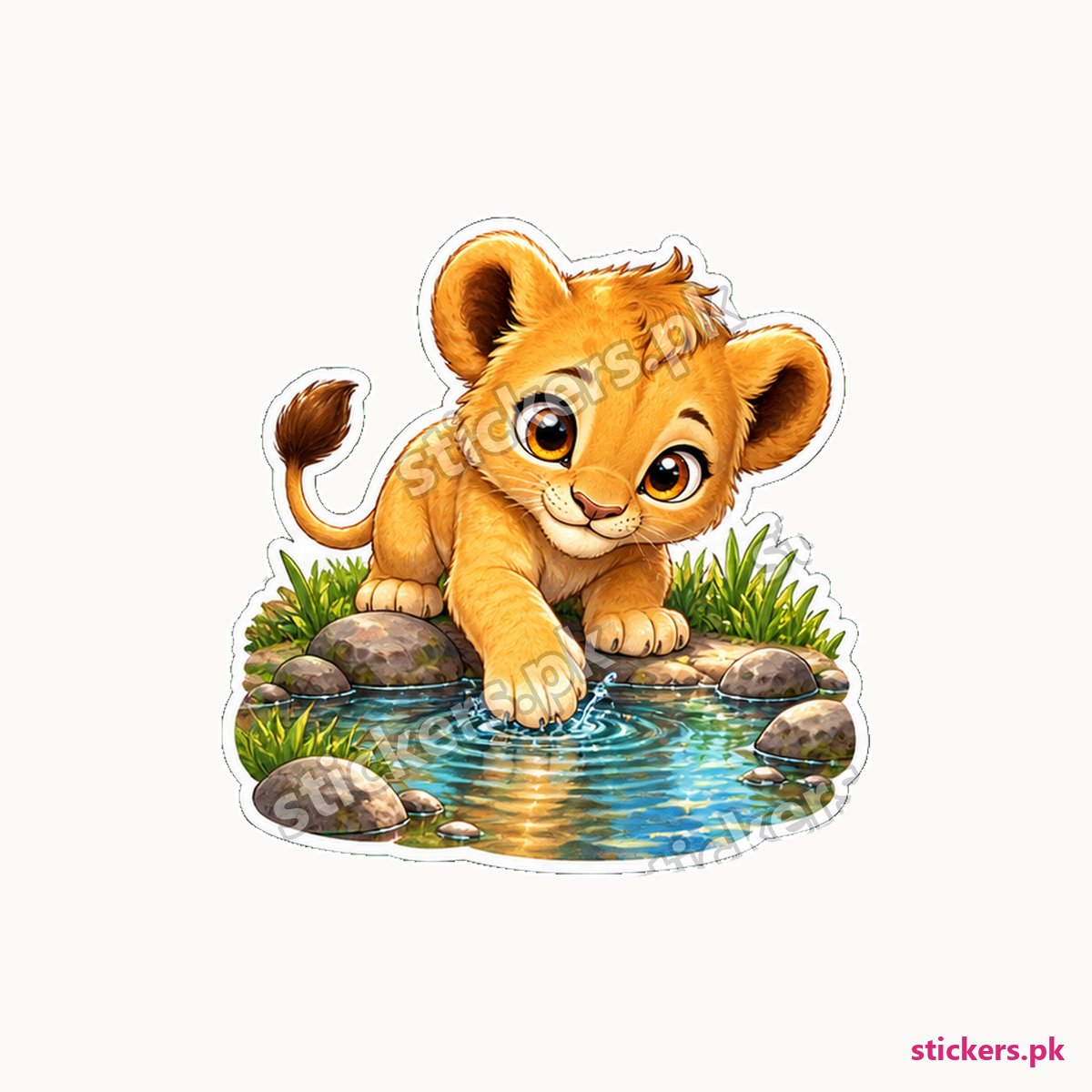 Leo Pond Splasher Lion Cub Sticker die-cut sticker