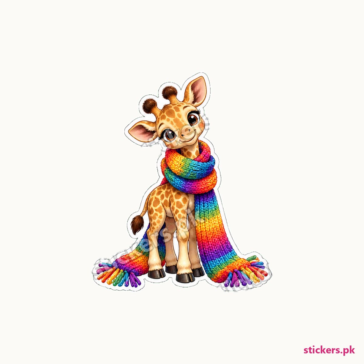 Twiggy Rainbow Scarf Giraffe Sticker die-cut sticker