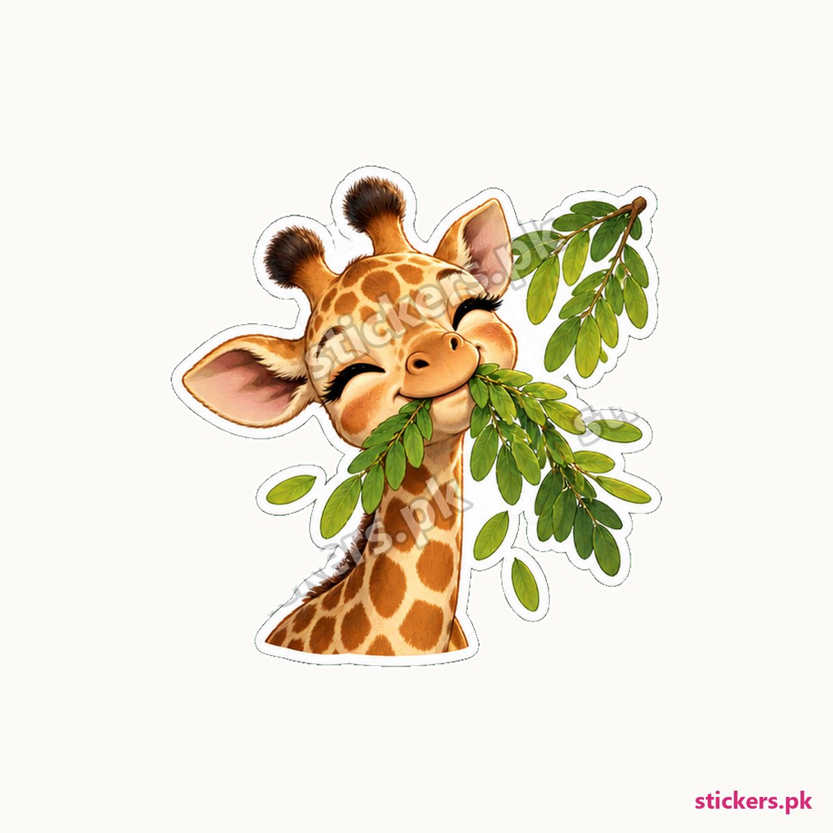 Twiggy Leaf Muncher Giraffe Sticker die-cut sticker