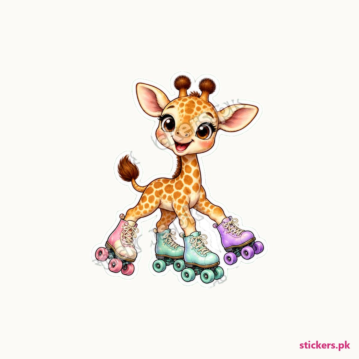 Twiggy Roller Skater Giraffe Sticker die-cut sticker