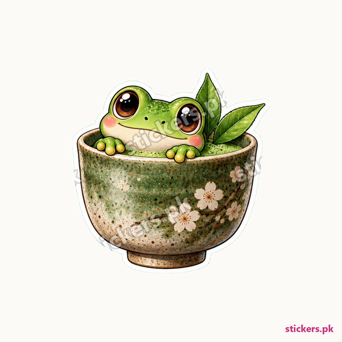 Hop Matcha Cup Diver Frog Sticker die-cut sticker