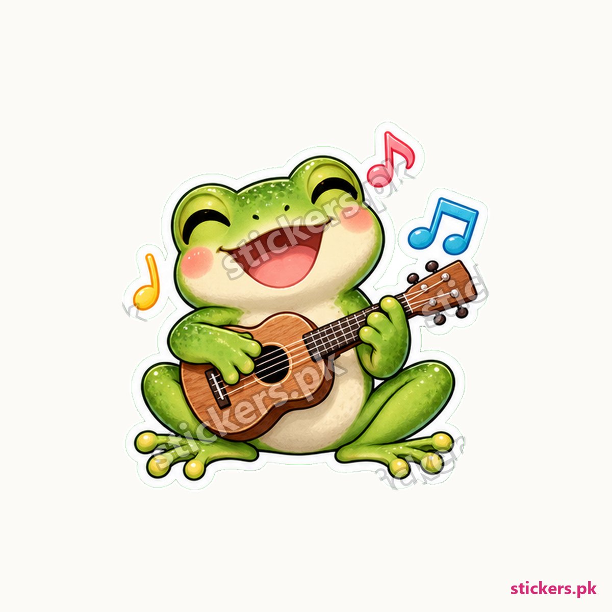 Hop Ukulele Strummer Frog Sticker die-cut sticker