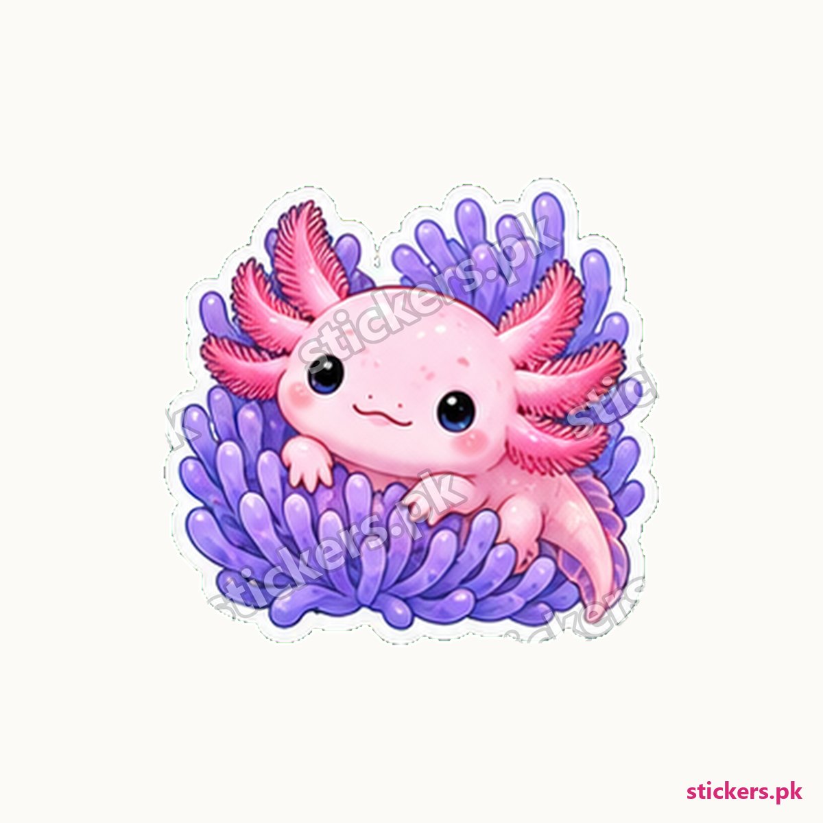 Bubble Anemone Rest Axolotl Sticker die-cut sticker