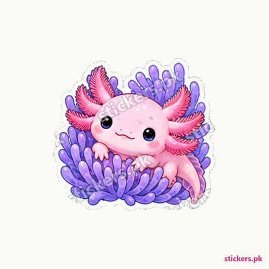 Bubble Anemone Rest Axolotl Sticker die-cut sticker
