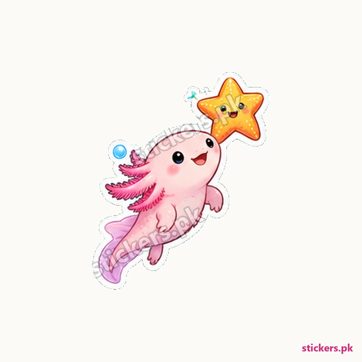 Bubble Starfish Chase Axolotl Sticker die-cut sticker