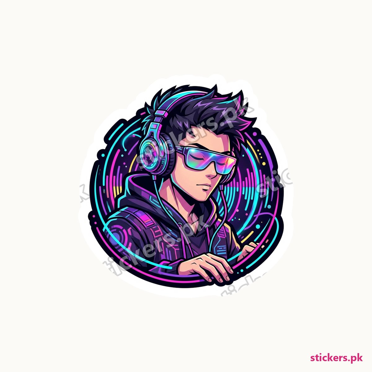 Cybernetic Audio Pilot die-cut sticker