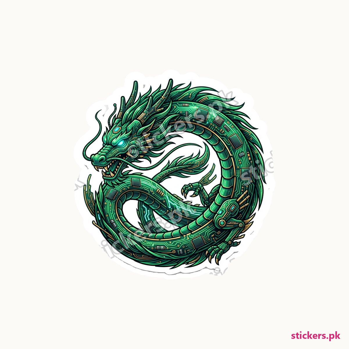 Circuit Board Cyber Dragon die-cut sticker