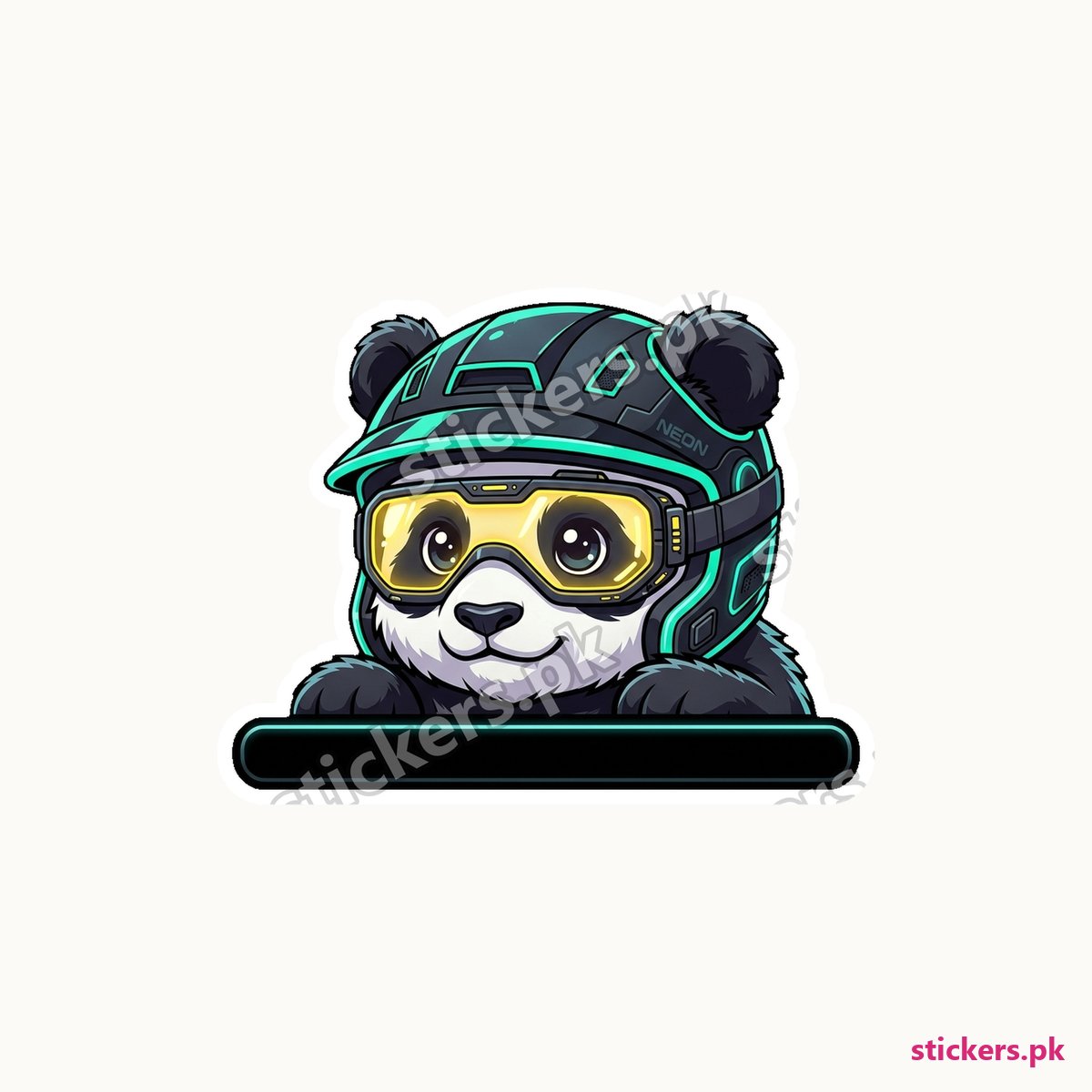 Cyber Drift Panda Peeker die-cut sticker