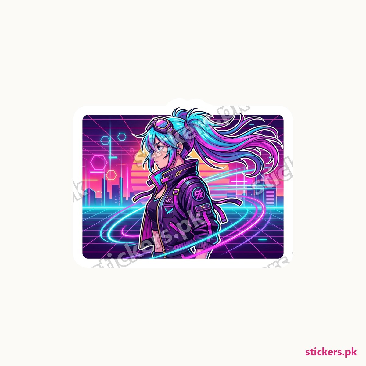 Neo-Tokyo Night Runner Slap die-cut sticker