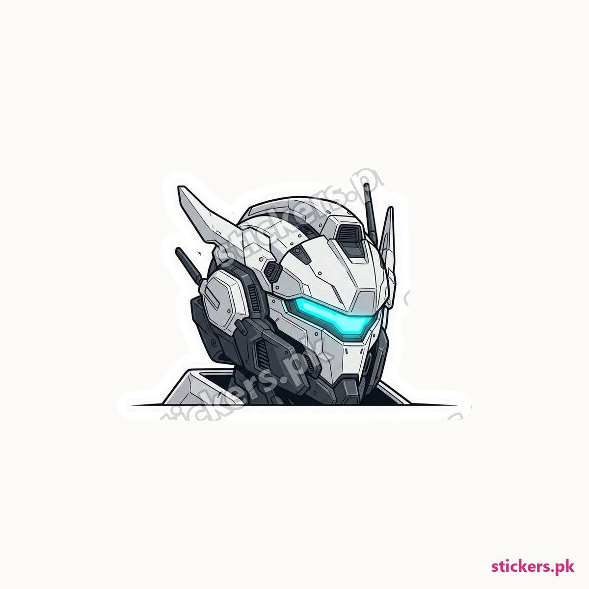 Cyber Mecha Visor Peeker die-cut sticker