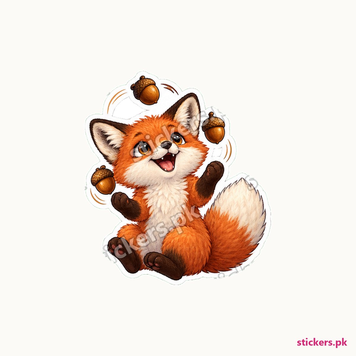 Ember Acorn Juggler Fox Sticker die-cut sticker