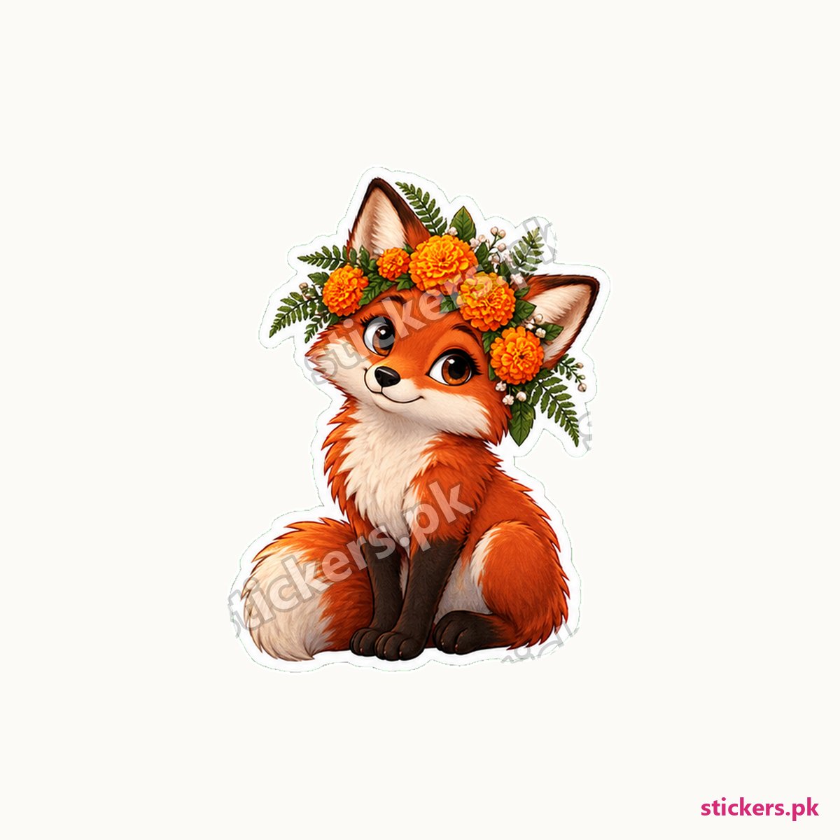 Ember Flower Wreath Fox Sticker die-cut sticker