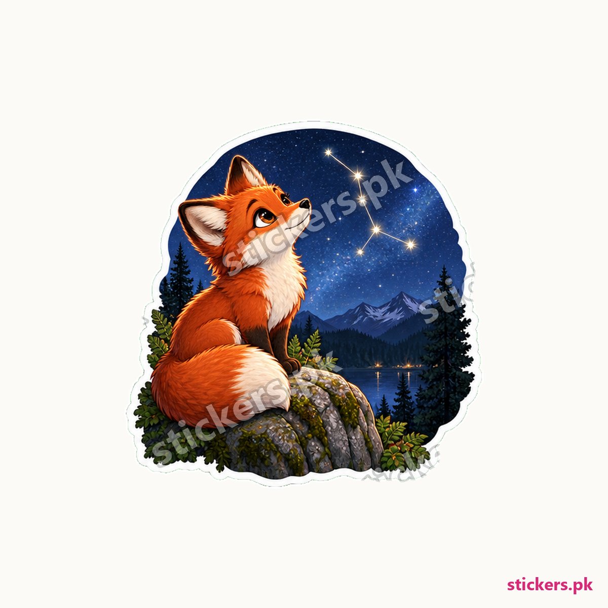 Ember Stargazer Rock Fox Sticker die-cut sticker