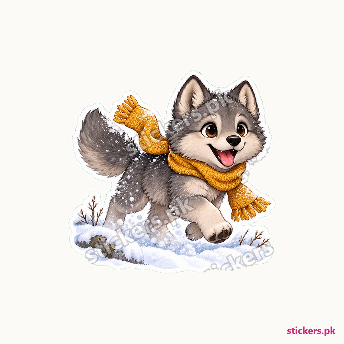 Kiko Winter Trot Wolf Pup Sticker die-cut sticker