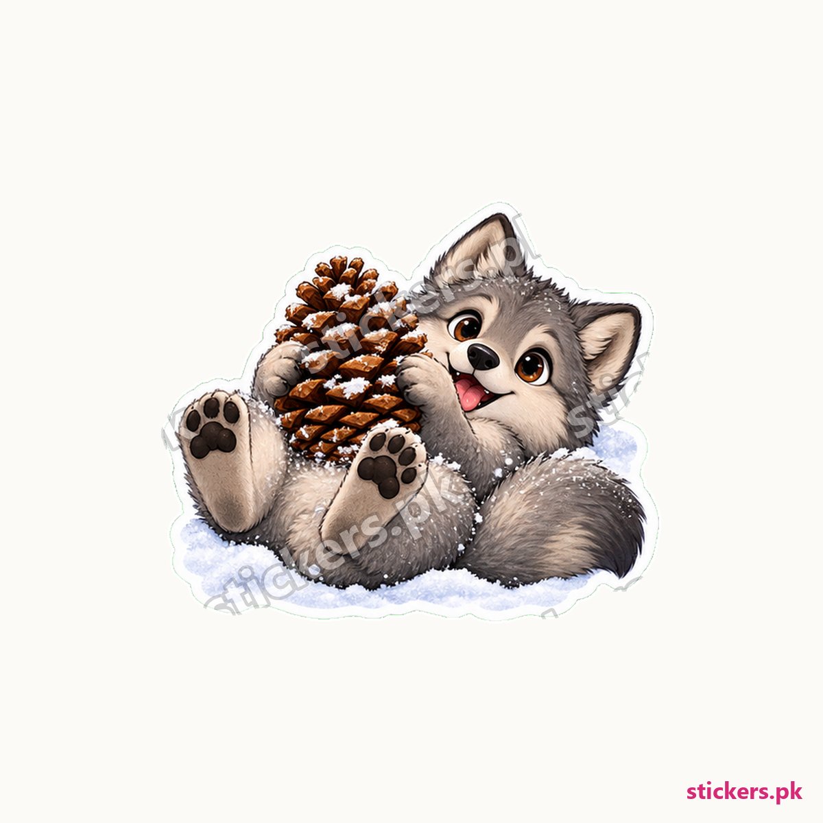 Kiko Pinecone Roll Wolf Pup Sticker die-cut sticker