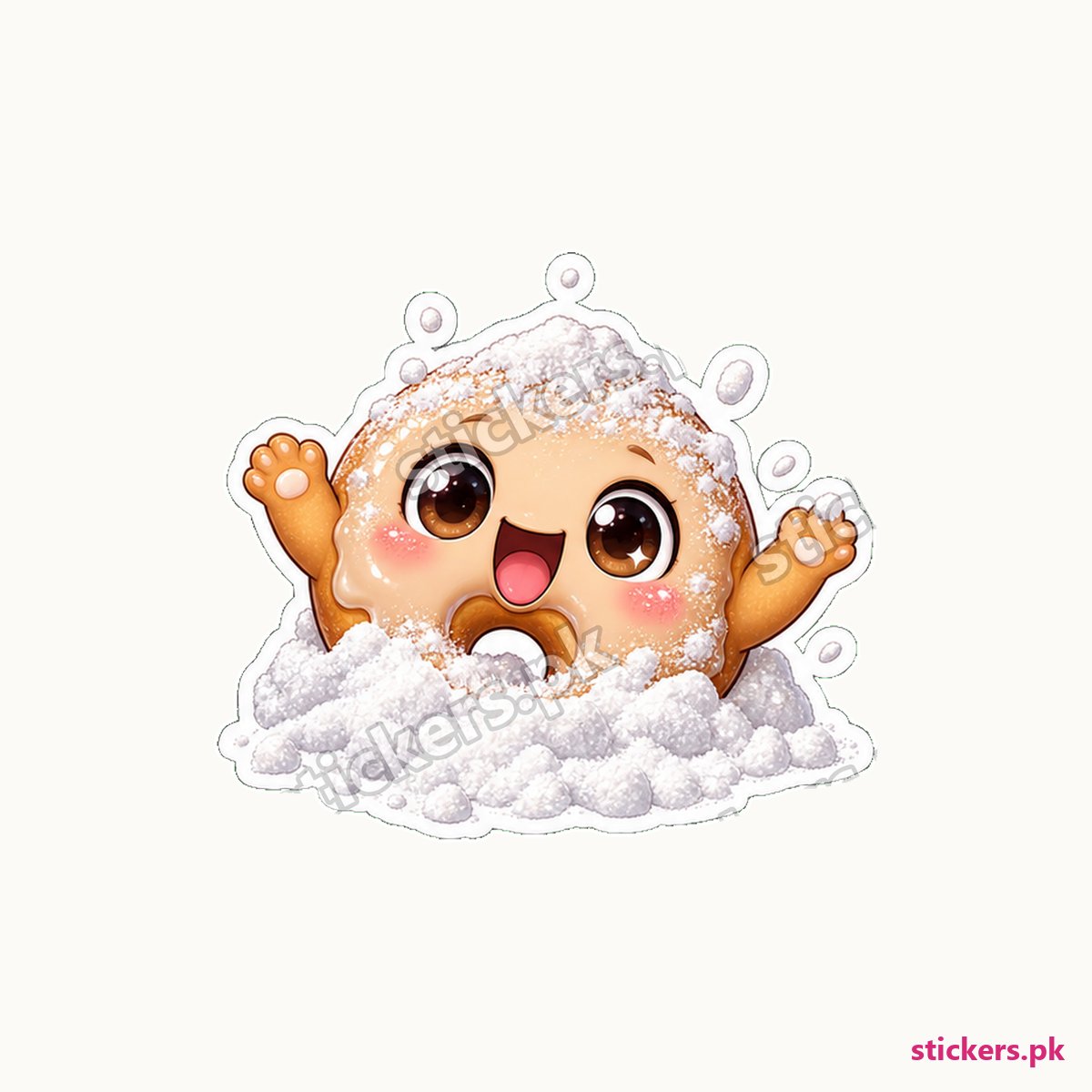 Glazed Donut Character Dusting Sticker die-cut sticker