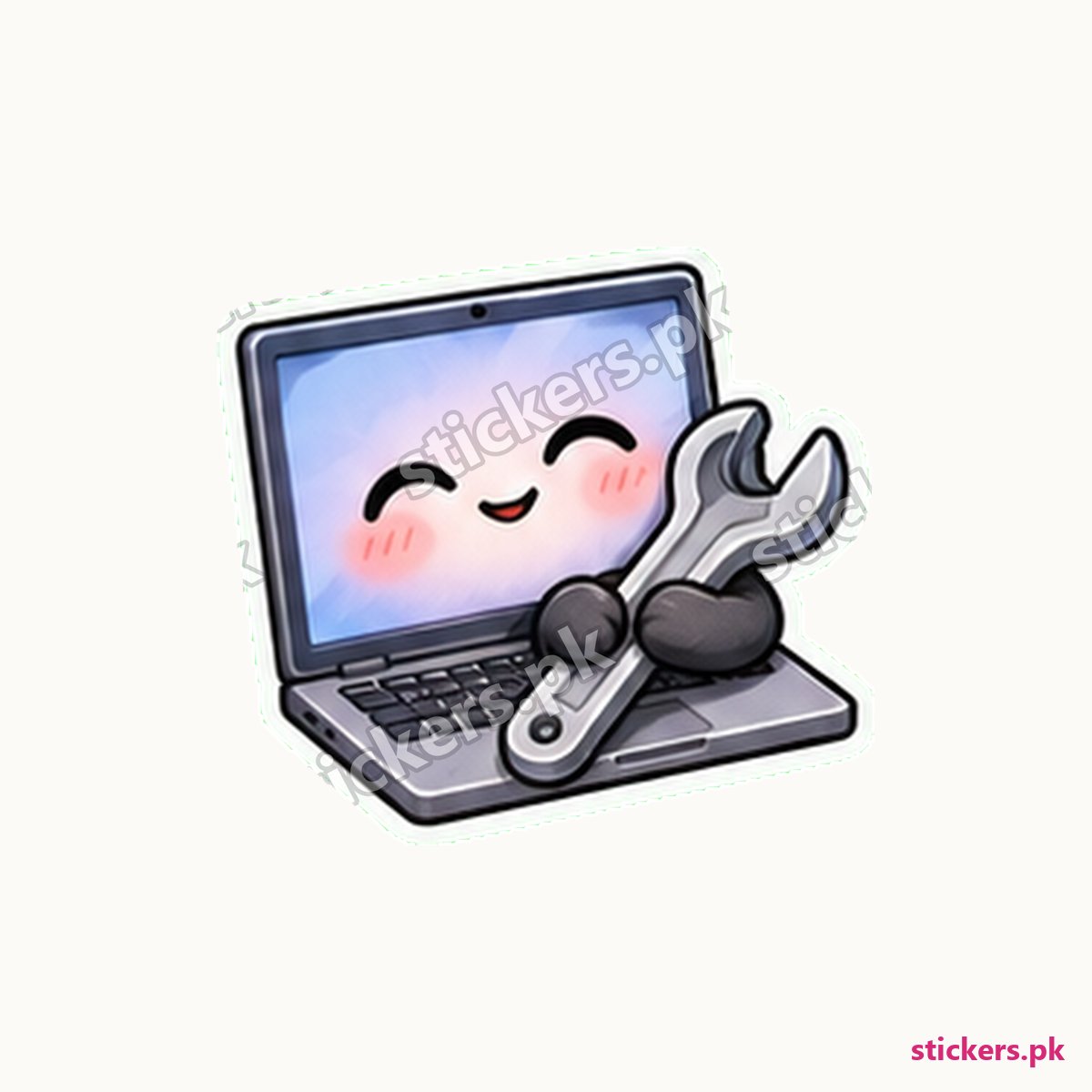 Laptop Character Tiny Wrench Sticker die-cut sticker