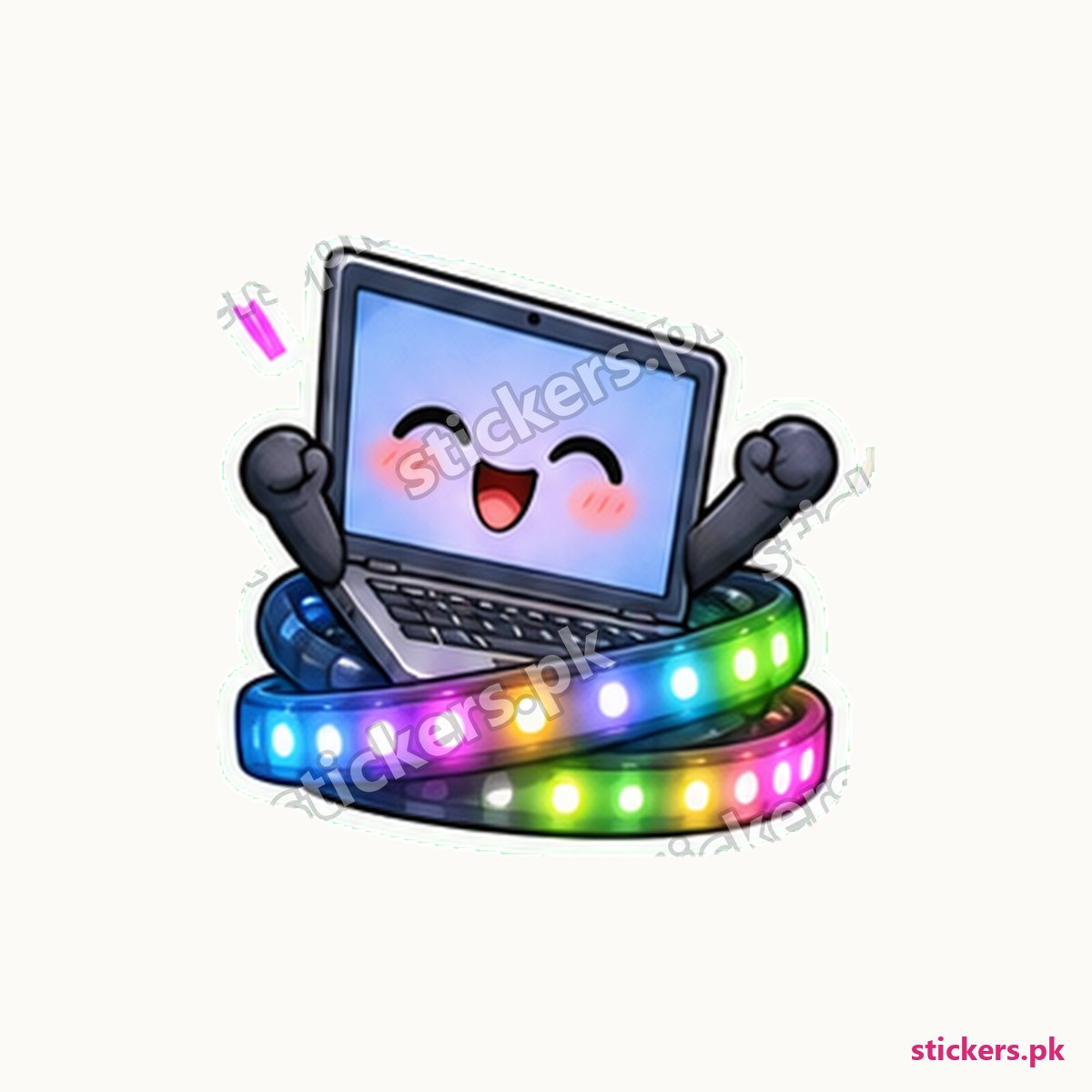 Laptop Character Glowing Rgb Sticker die-cut sticker