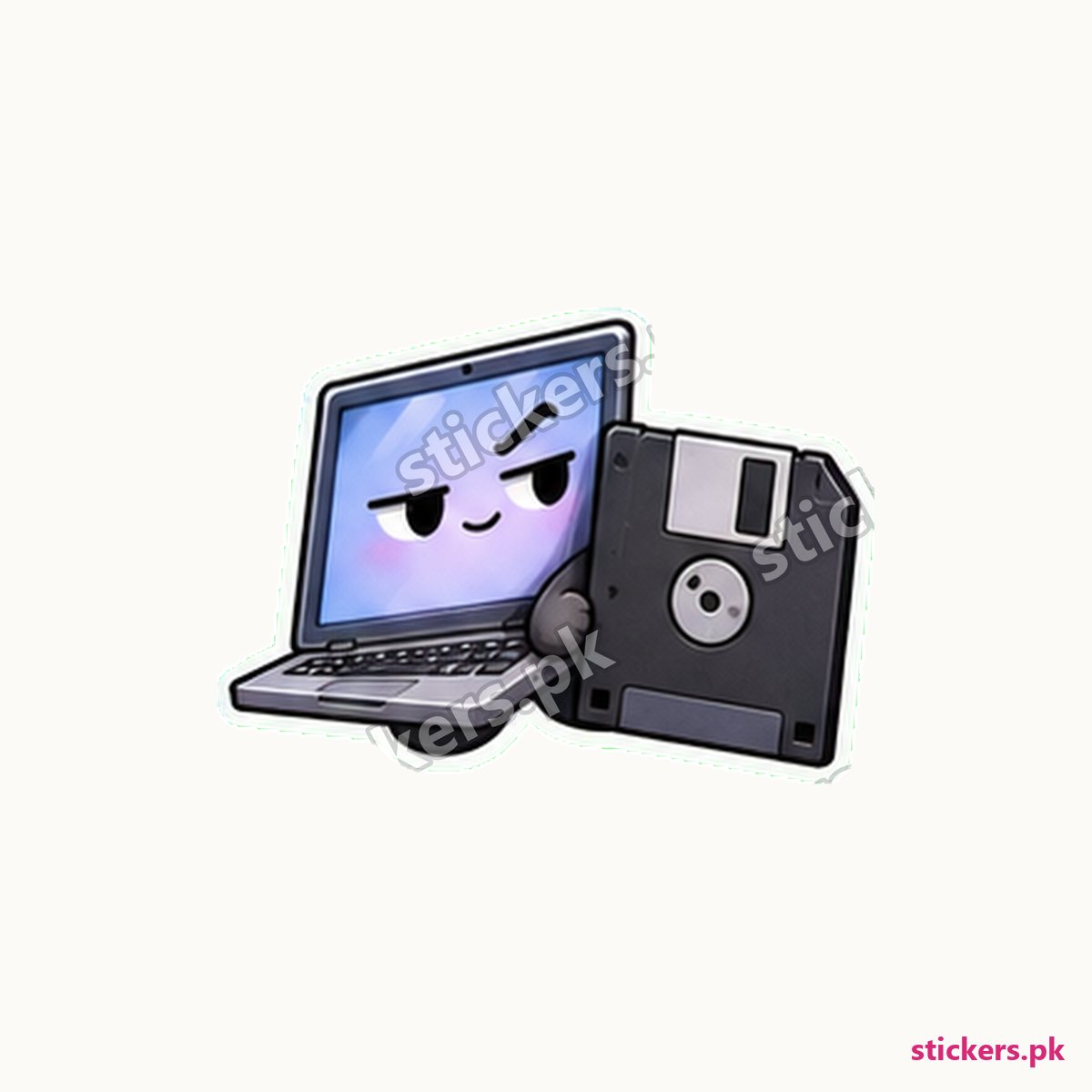 Laptop Character Floppy Disk Sticker die-cut sticker