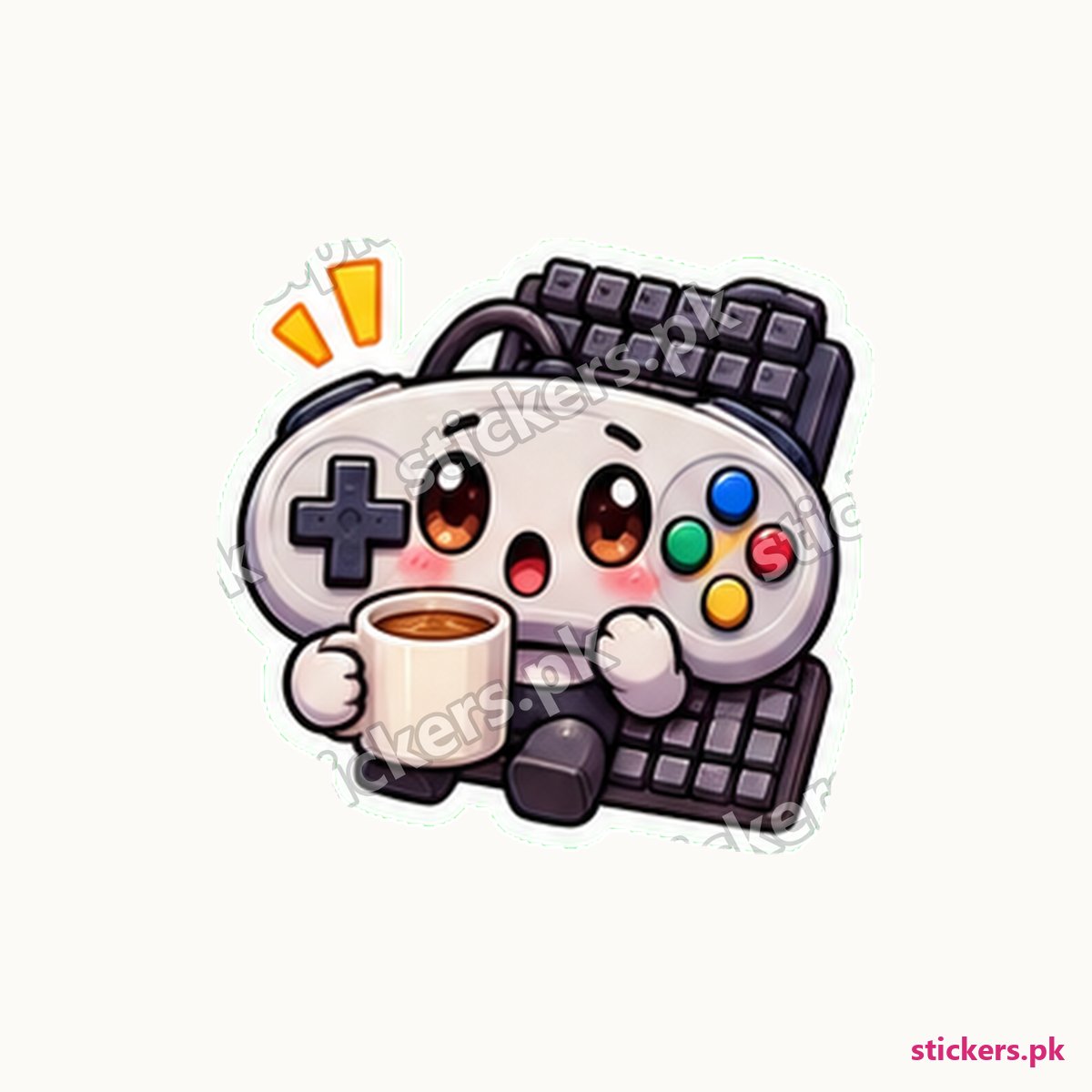 Retro Game Controller Coffee Mug Sticker die-cut sticker