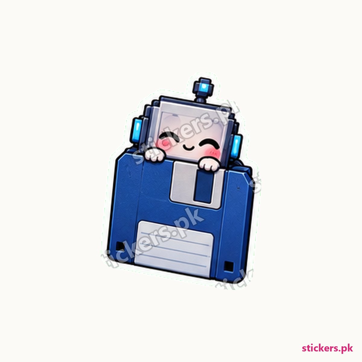Pixel-Art Robot Floppy Disk Sticker die-cut sticker