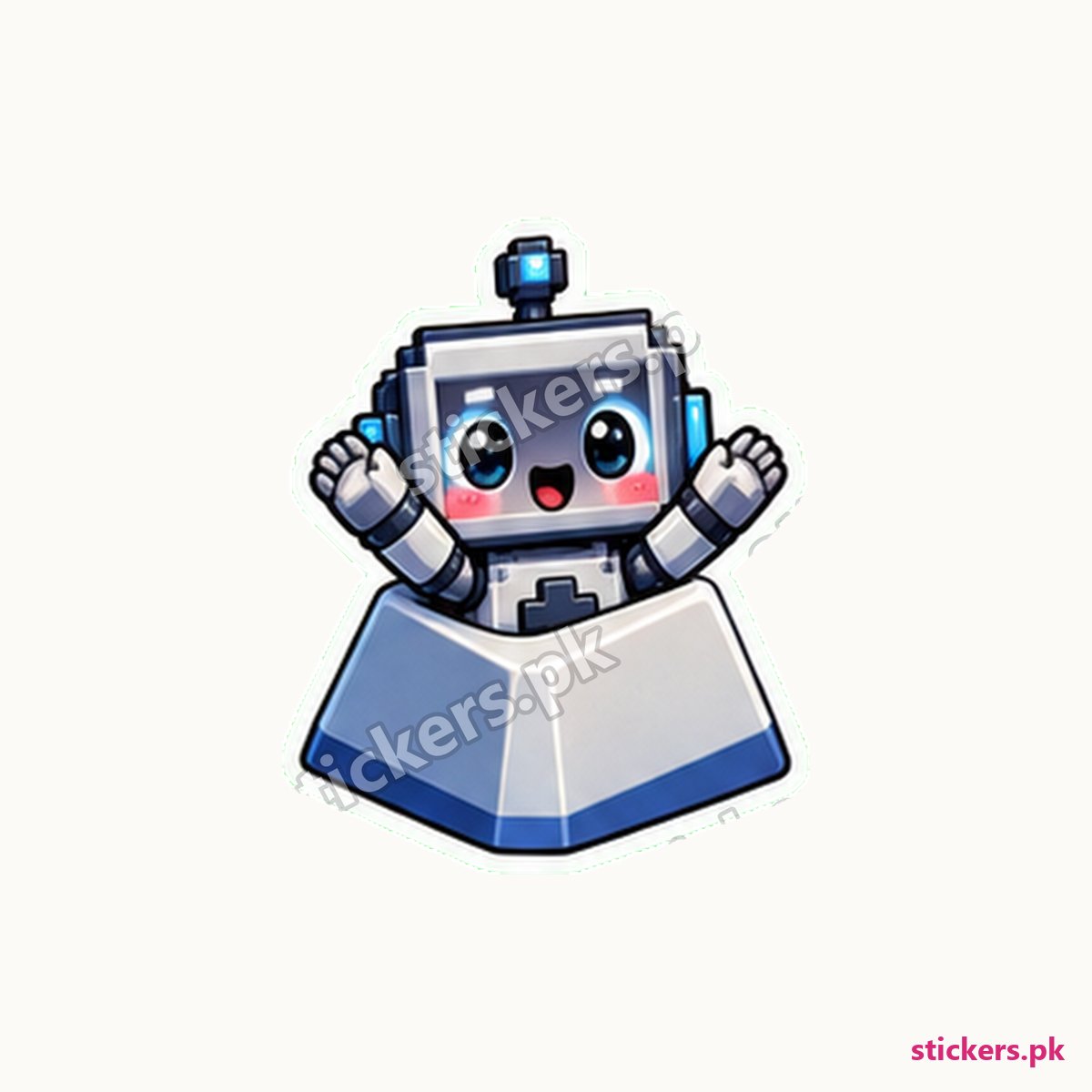 Pixel-Art Robot Mechanical Keycap Sticker die-cut sticker
