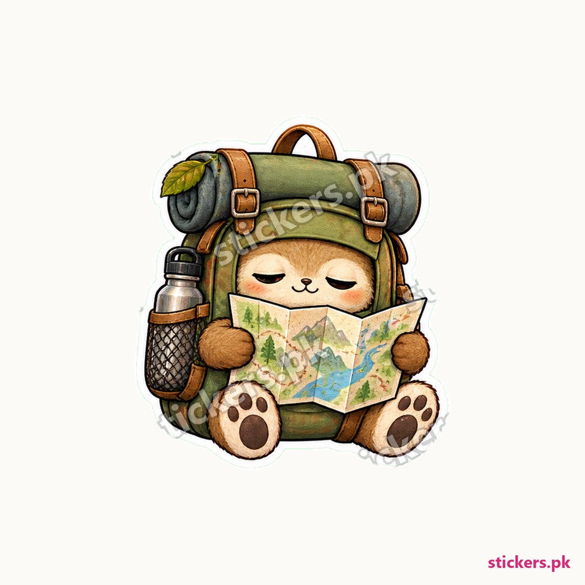 Hiking Backpack Character Folded Paper Sticker die-cut sticker