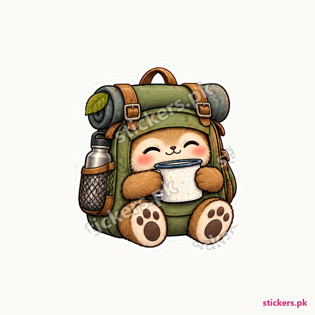 Hiking Backpack Character Camp Mug Sticker die-cut sticker