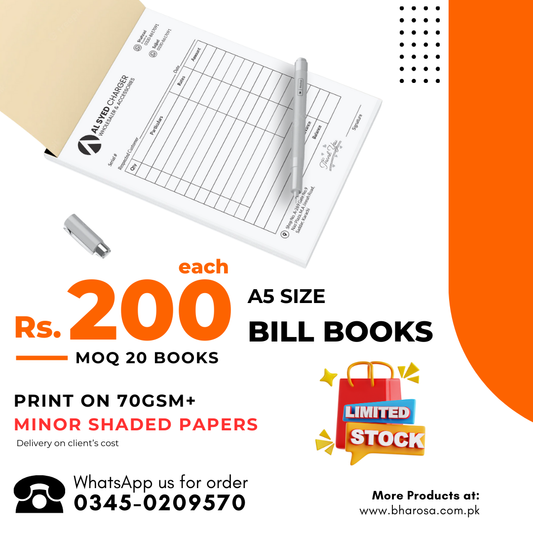 A5 Size Bill Book – 100 Duplicate Sets | Shaded Paper | Budget Invoice Book for Small Business