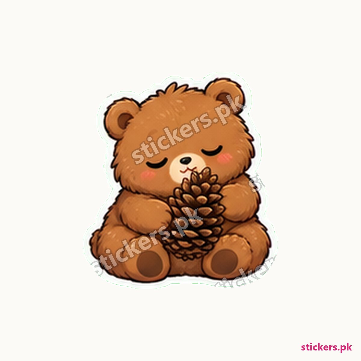 Honey-Brown Bear Pine Cone Sticker die-cut sticker