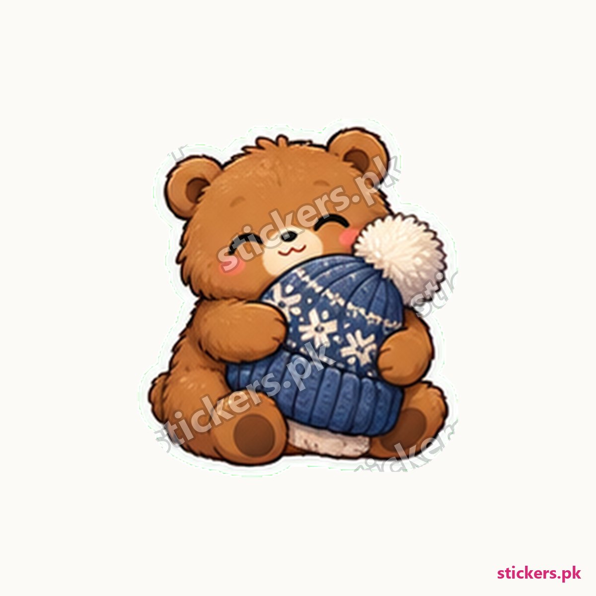 Honey-Brown Bear Knitted Winter Sticker die-cut sticker