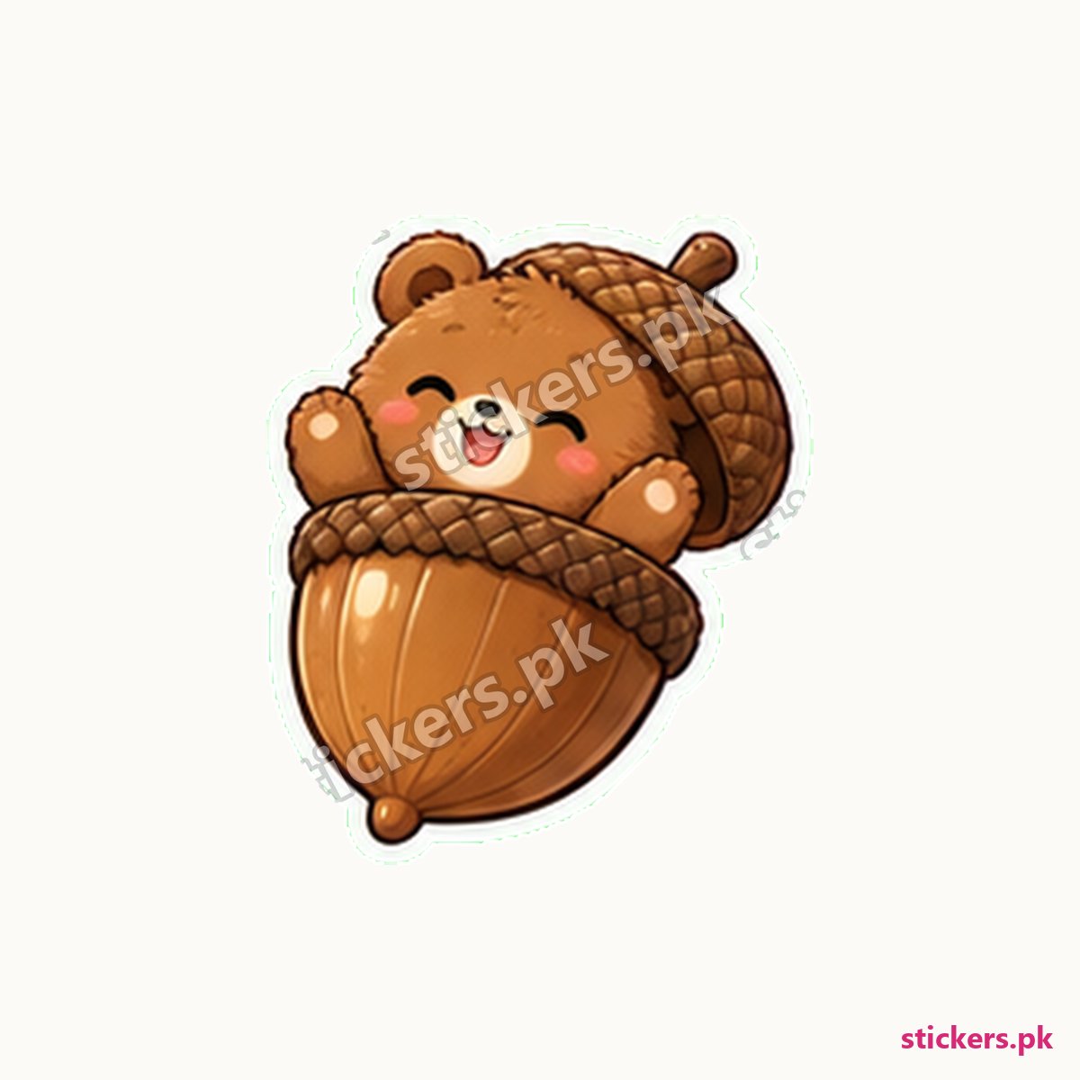 Honey-Brown Bear Wrapped Acorn Sticker die-cut sticker